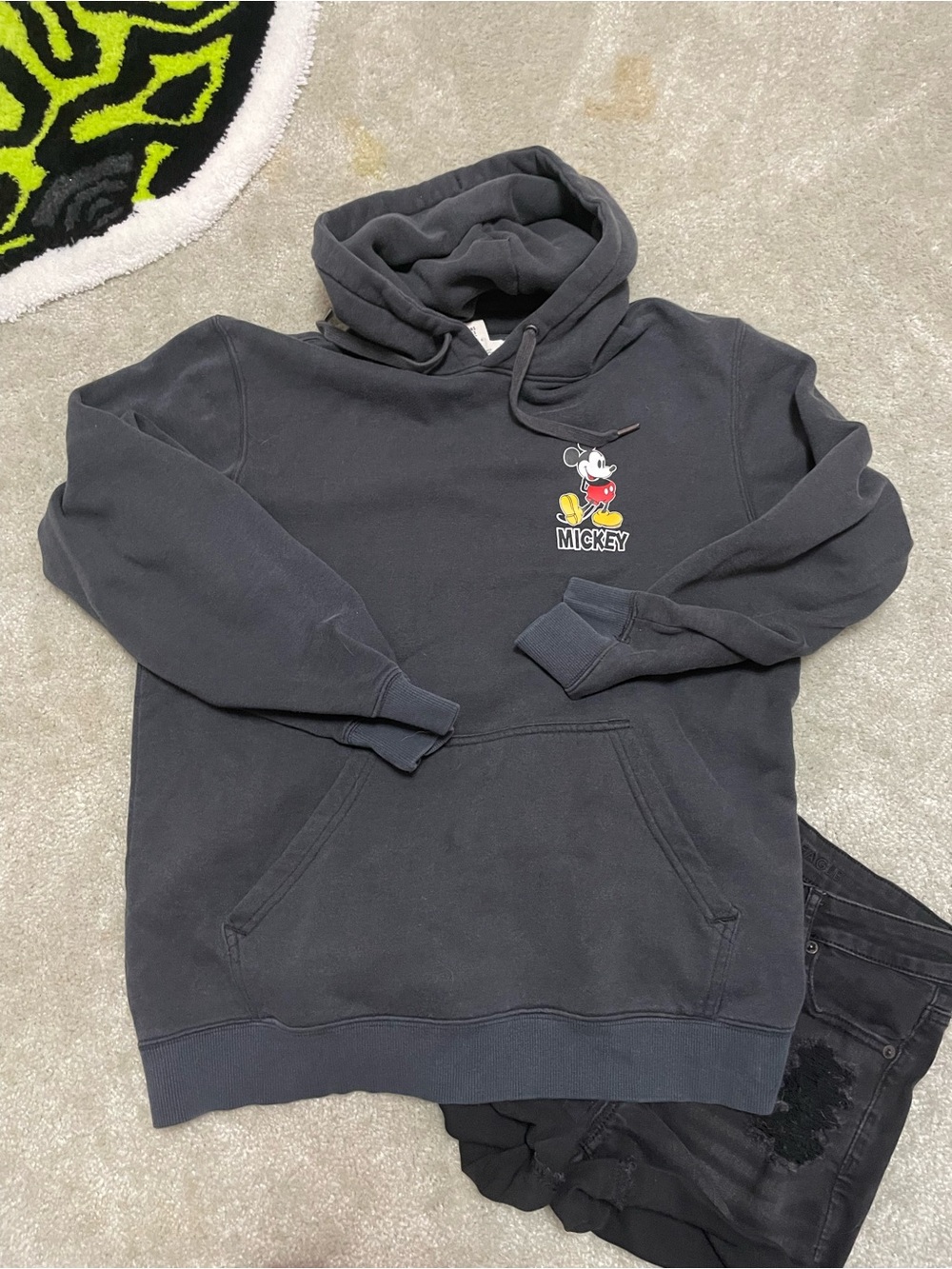 H&M Disney Mickey Mouse Charcoal Black Hooded Sweater
